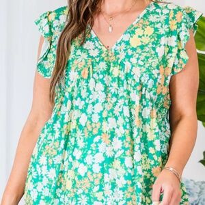 CHICSOUL Understanding Your Love Babydoll Top - Green, 3X